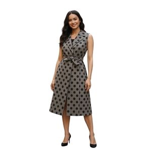 Vintage Gray Black Wool Polka Dot Wrap Vest Tunic Medium